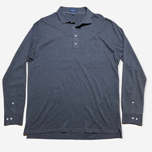 Peter Millar Men’s Cotton Cashmere Amble Long-Sleeve Polo Shirt Sz XL - Picture 1 of 13